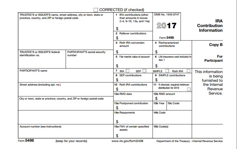 2017 Tax Form 5498 Tax Form 5498